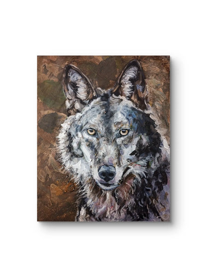 Wolf Acrylbild auf Leinwand – handgemalt, zeitgenössische Tierkunst, Kunstwerk kaufen