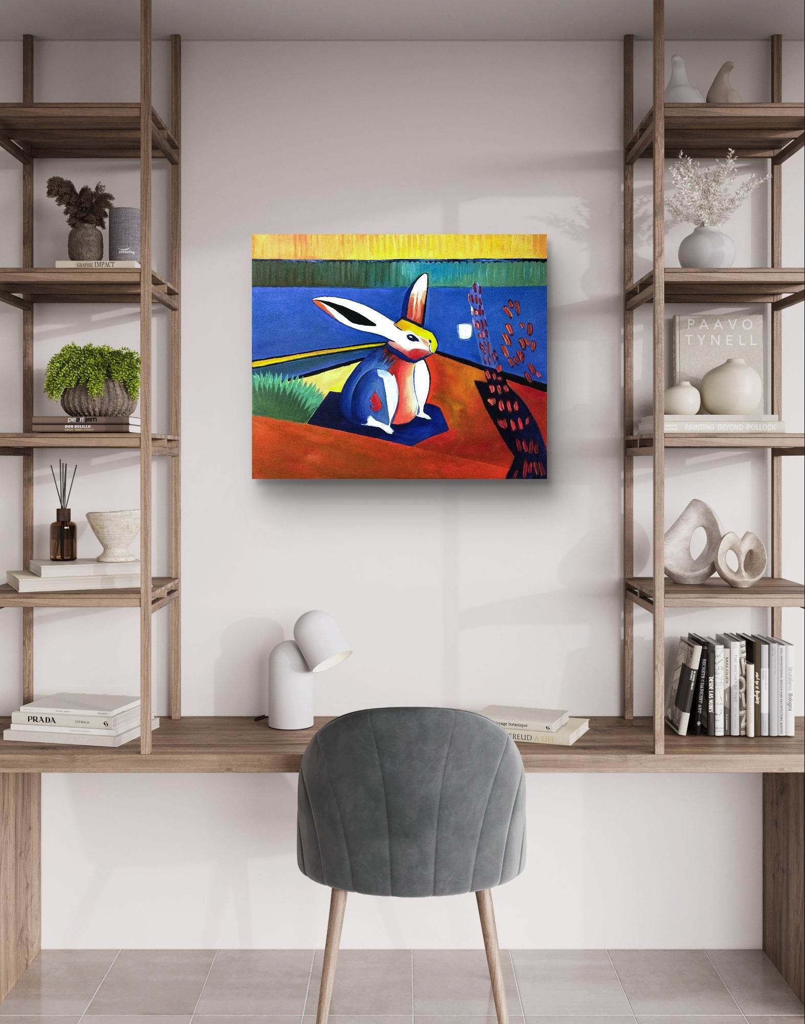 Heinz Acrylbild Wandbild abstrakt Kaninchen Acryl auf Leinwand (50 x 60 cm)