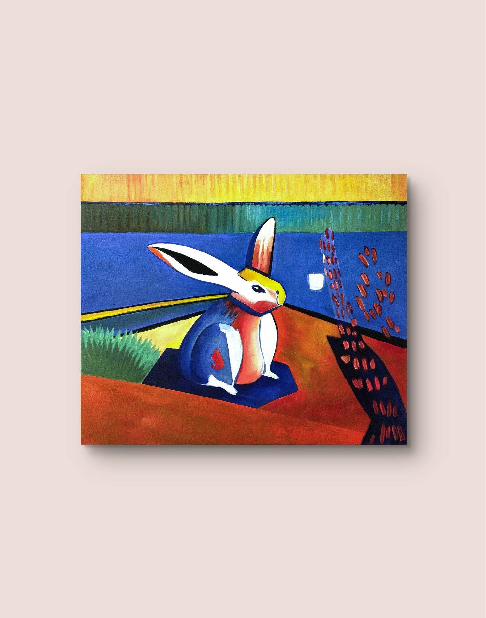 Heinz Acrylbild Wandbild abstrakt Kaninchen Acryl auf Leinwand (50 x 60 cm)