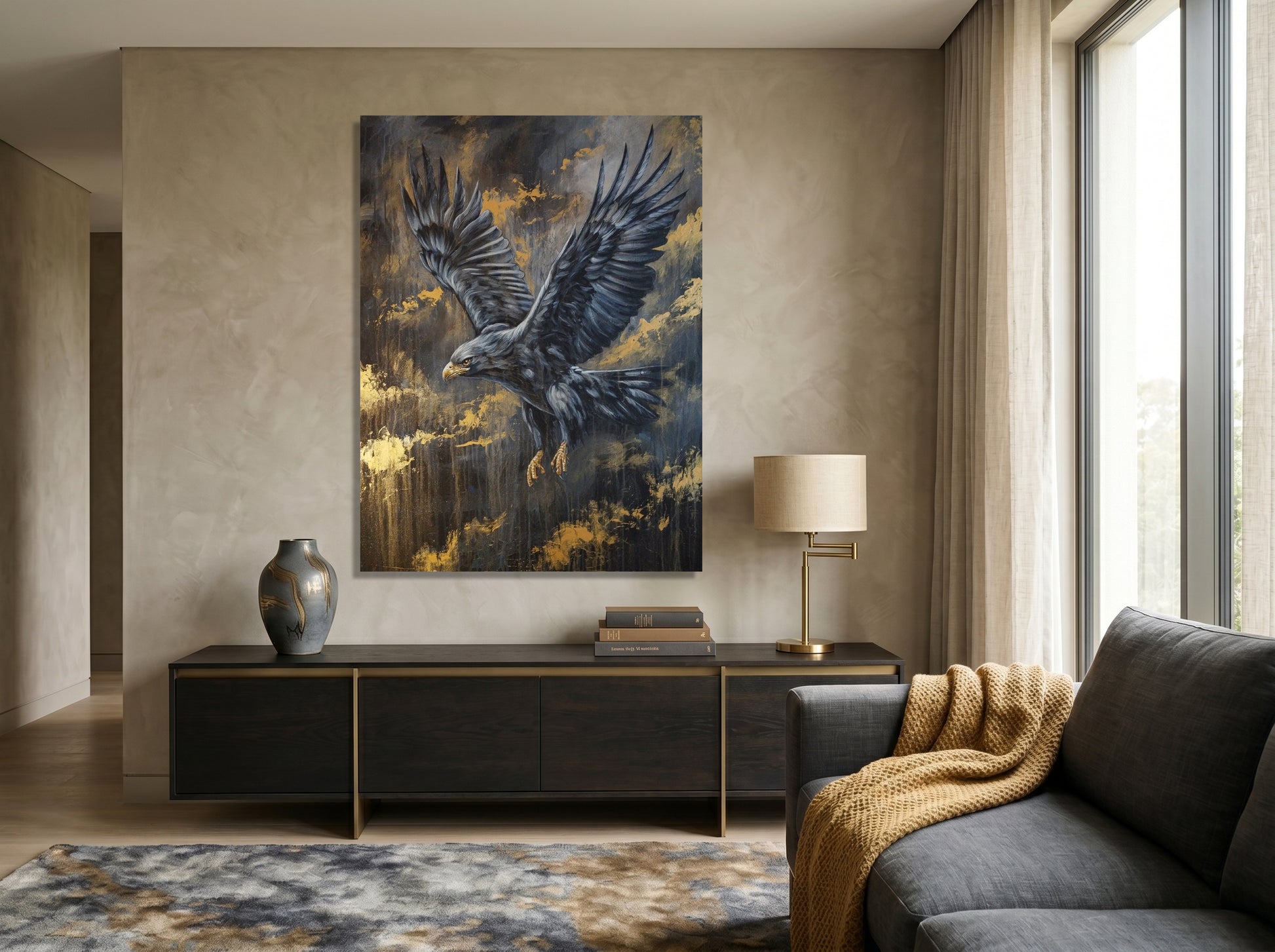 Kraftvoller Seeadler im Flug – großes modernes Tiergemälde für Wohnzimmer oder Büro
