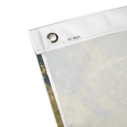 Abstrakte Kranich Kunstflagge, moderne Kunst Bilder kaufen, hochwertige Fahne für Innenräume