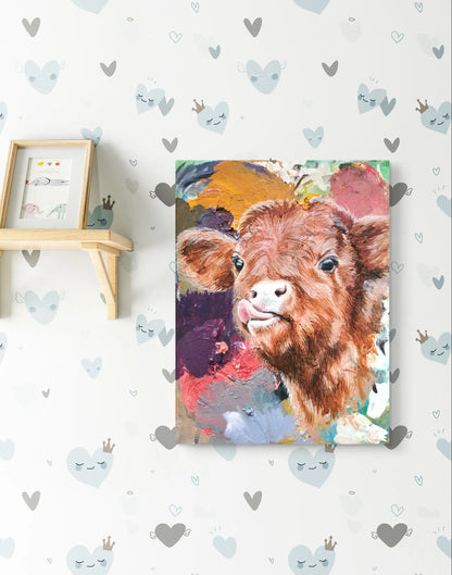 H1Z ART Acrylbild Gemälde Kalb – handgemaltes Original Acrylbild (30 x 40 cm)