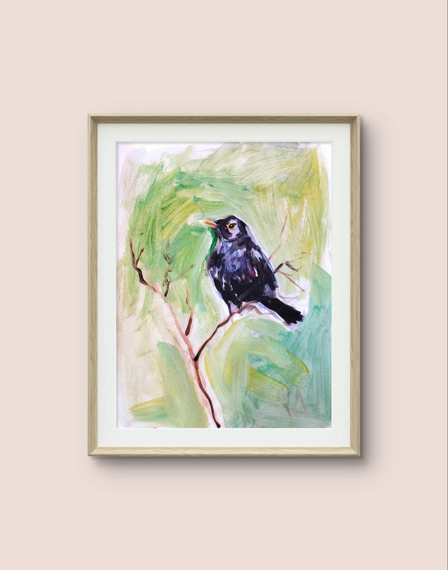 Heinz Acrylbild Aquarellbild Amsel (30 × 40 cm)