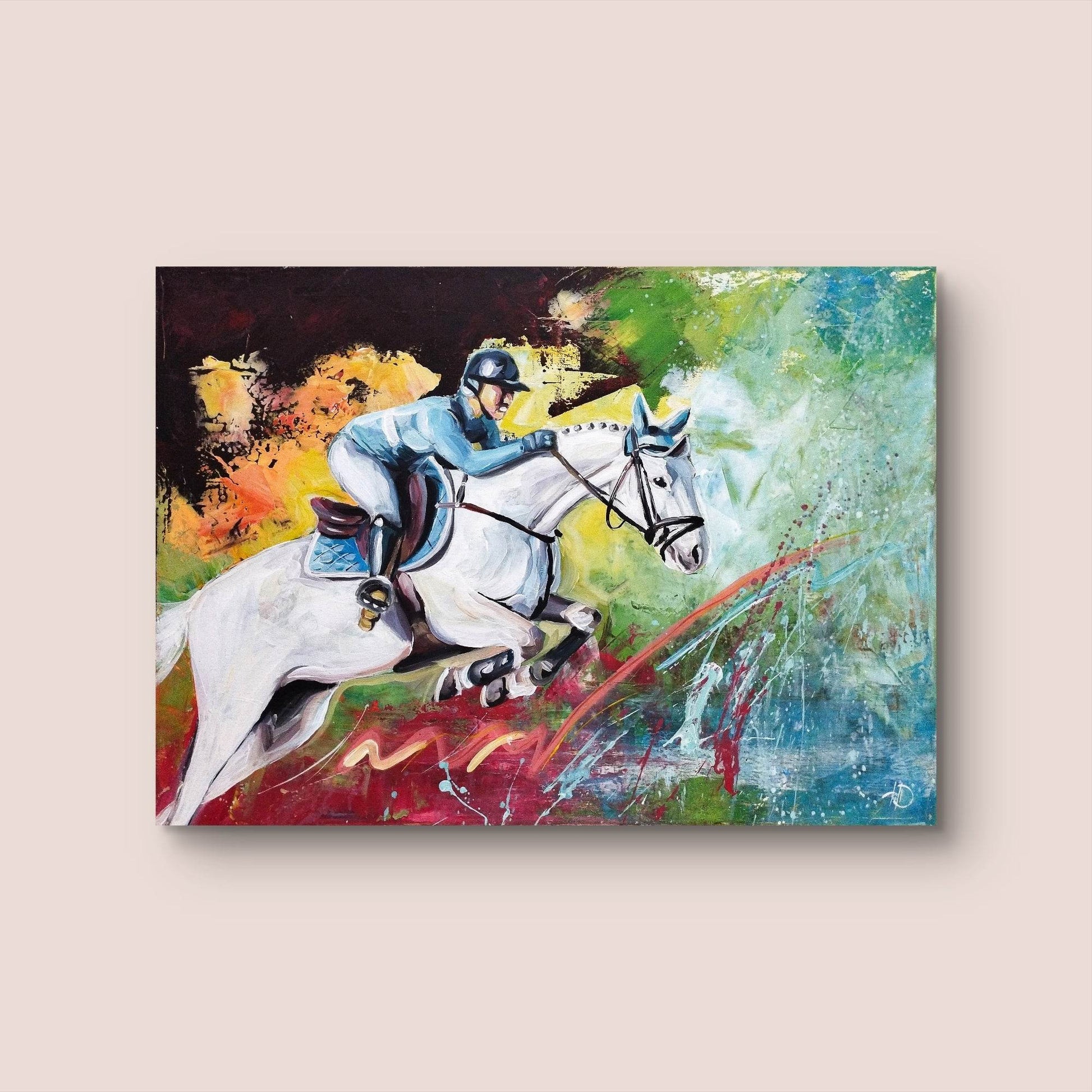 Heinz Acrylbild Wandbild Pferderennen Acryl auf Leinwand (50 x 70 cm)