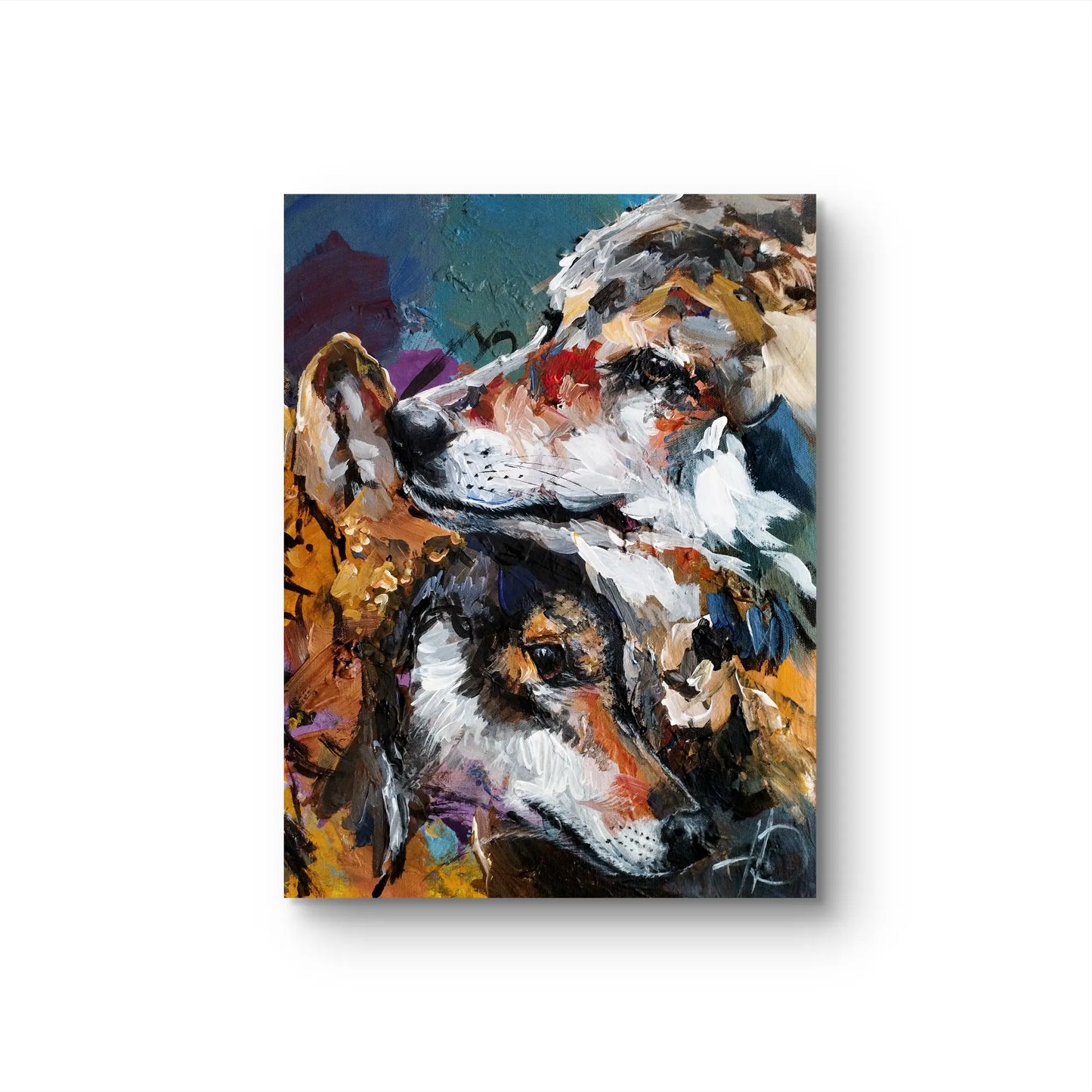 Gemälde Wölfe Treue Gefährten – handgemaltes Original Acrylbild (40 x 30 cm)