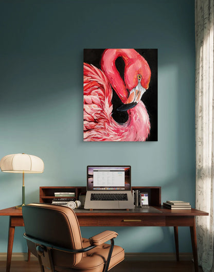 Gemälde Flamingo Silhouette – handgemaltes Original Acrylbild (40 x 50 cm)