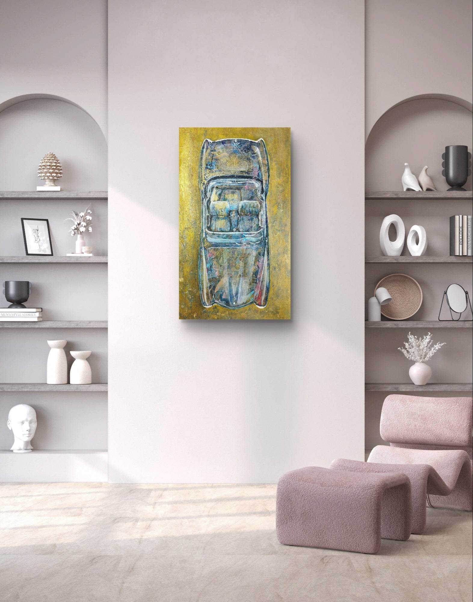 Heinz Acrylbild Wandbild Mercedes-Benz 190 SL Acryl auf Leinwand (85 x 50 cm)