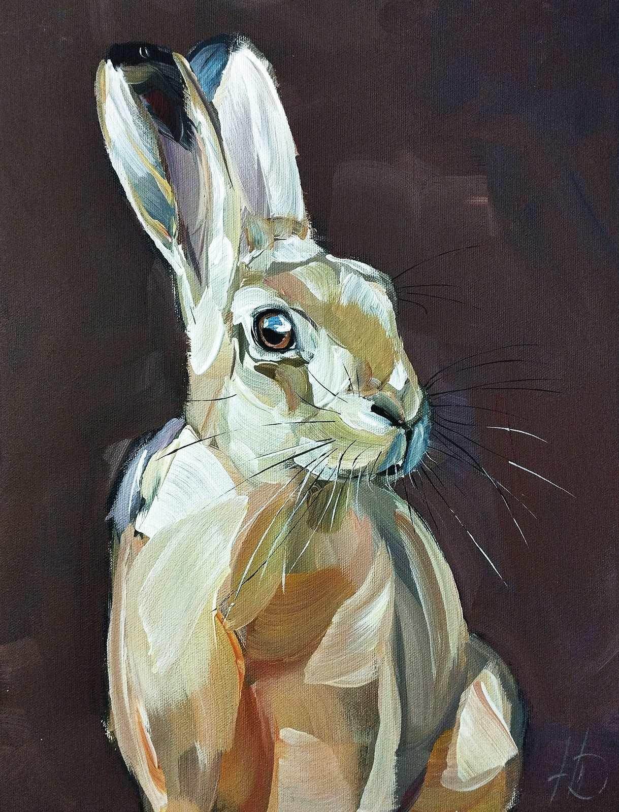 Heinz Acrylbild Wandbild braun Hase Acryl auf Leinwand (30 x 40 cm)
