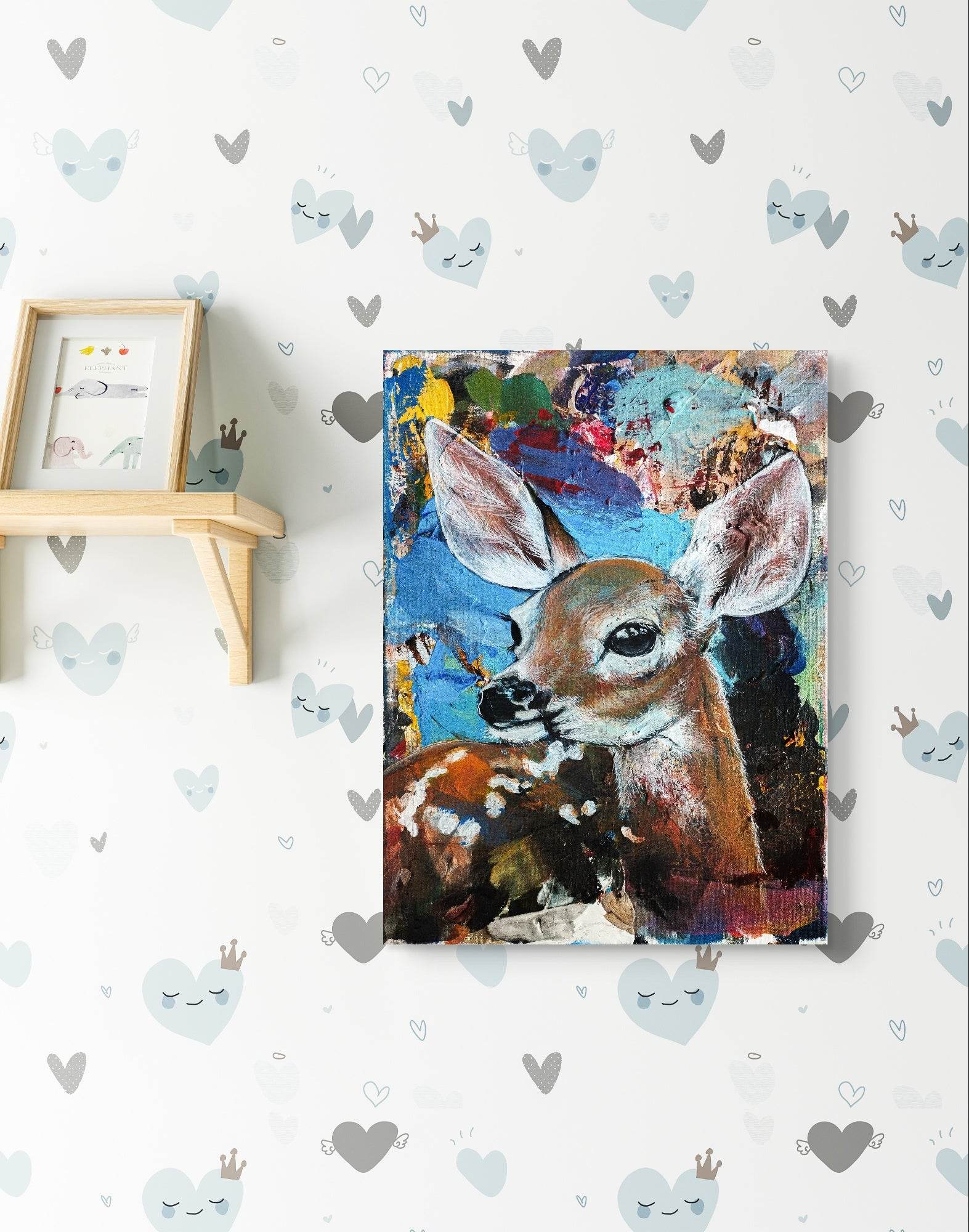 Heinz Acrylbild Wandbild Reh Kitz Acryl auf Leinwand (30 × 40 cm)