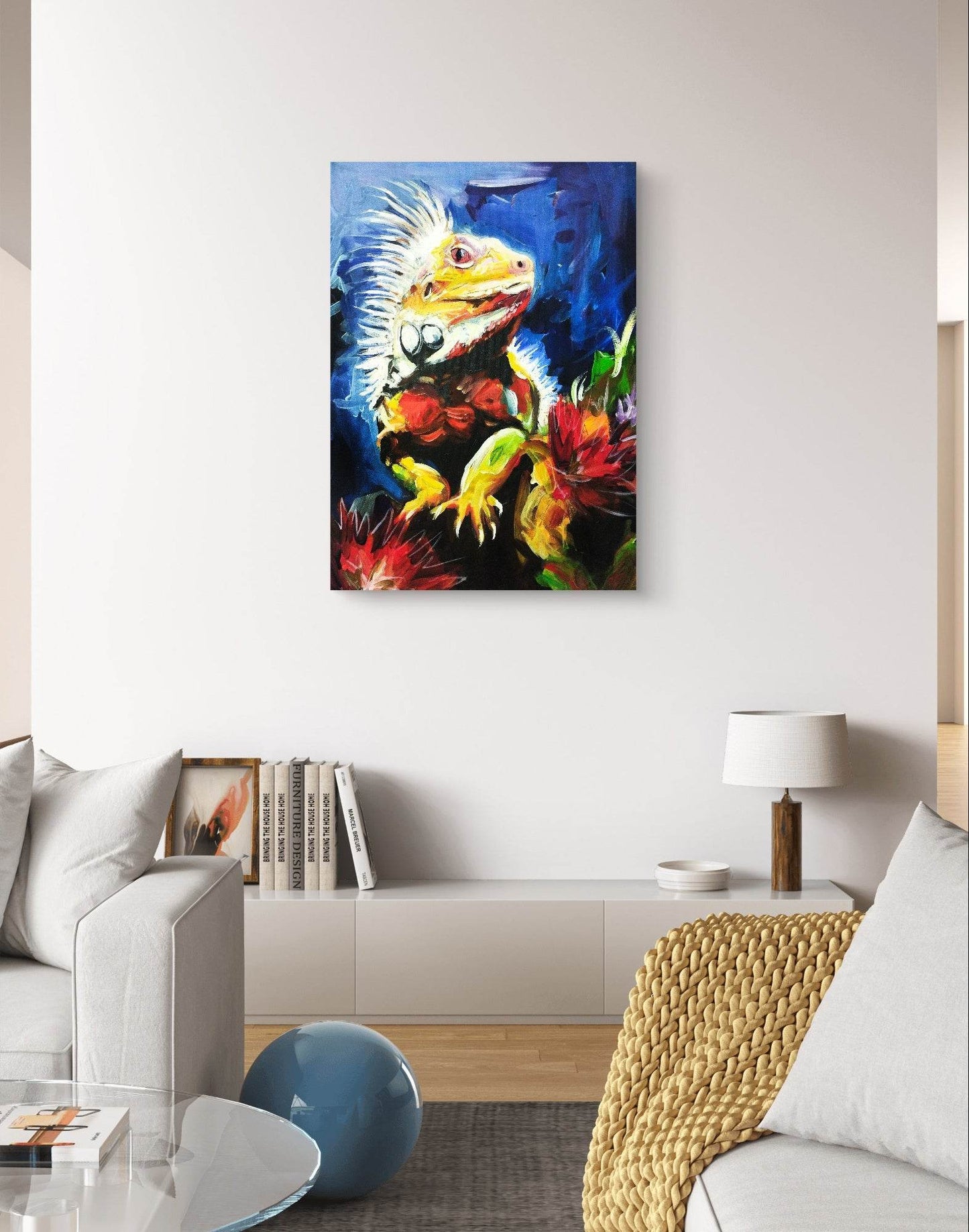 Heinz Acrylbild Wandbild Leguan Acryl auf Leinwand (50 x 70 cm)