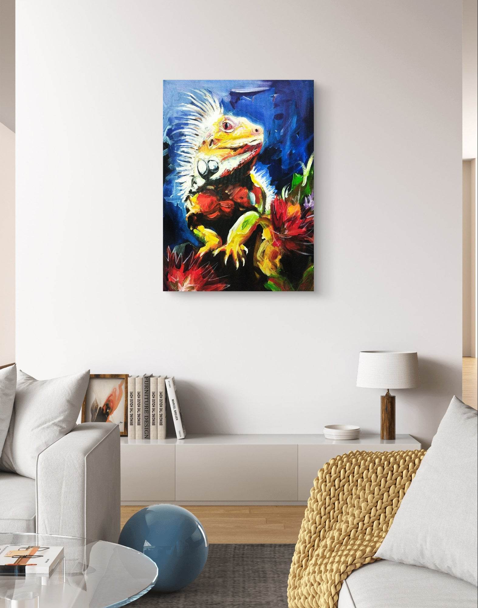 Heinz Acrylbild Wandbild Leguan Acryl auf Leinwand (50 x 70 cm)