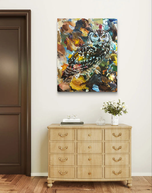 Gemälde Eule – handgemaltes Original Acrylbild (40 x 50 cm)