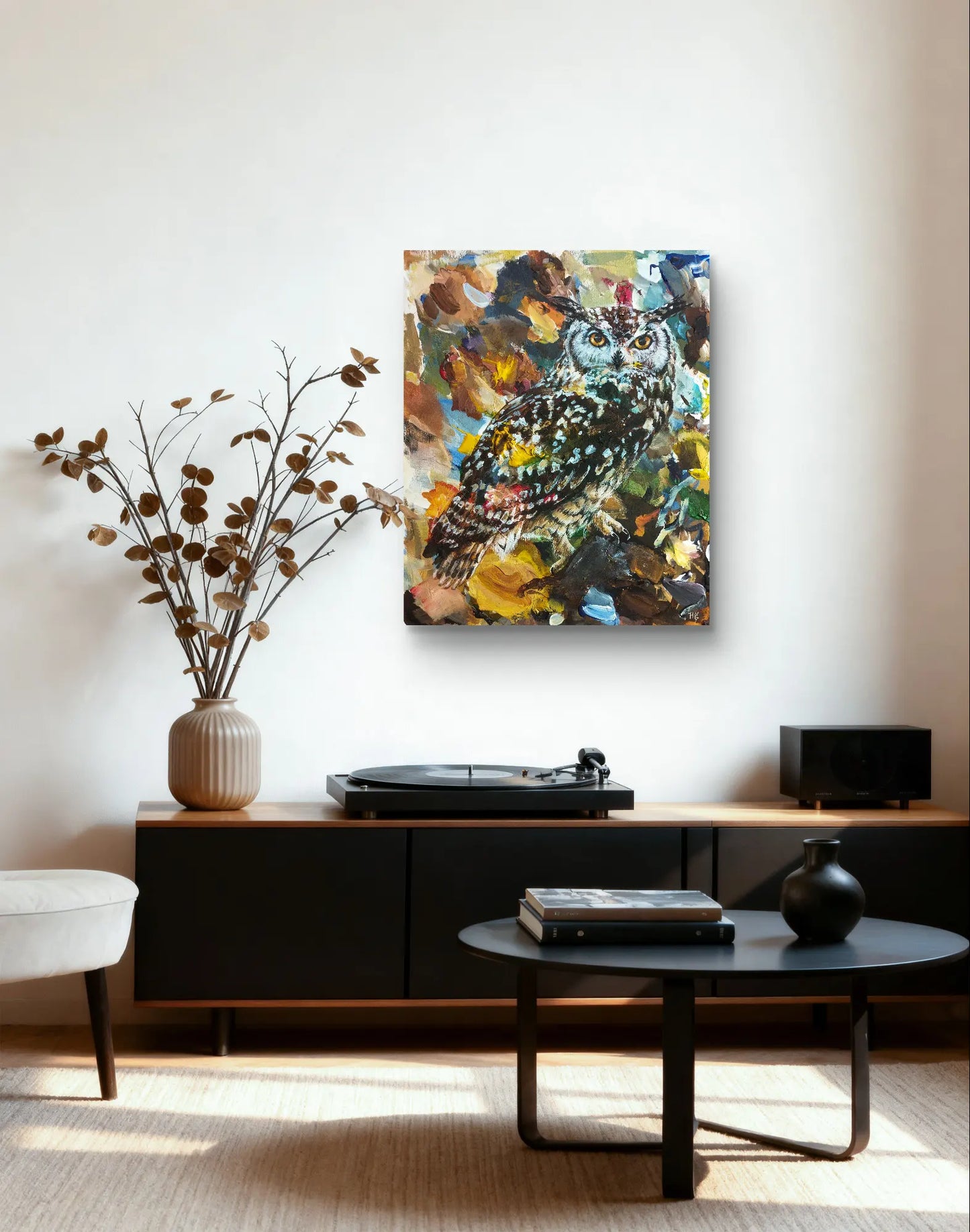 Gemälde Eule – handgemaltes Original Acrylbild (40 x 50 cm)