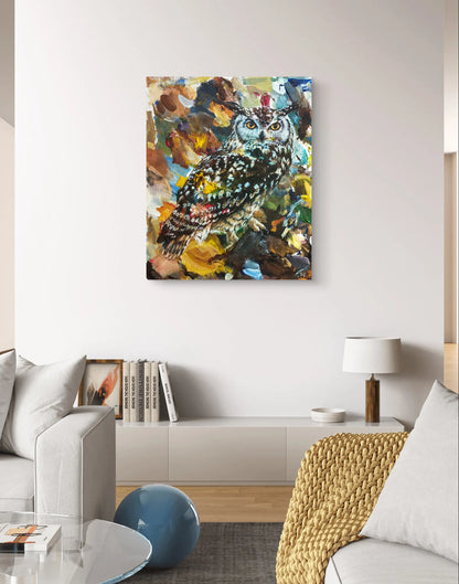 Gemälde Eule – handgemaltes Original Acrylbild (40 x 50 cm)