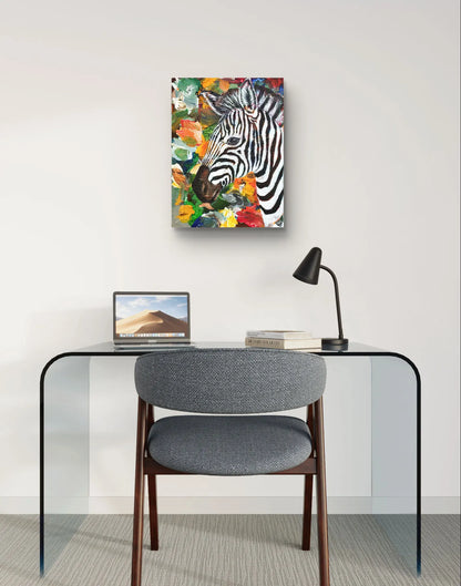 Gemälde Zebra auf der Savanne – handgemaltes Original Acrylbild (30 x 40 cm)