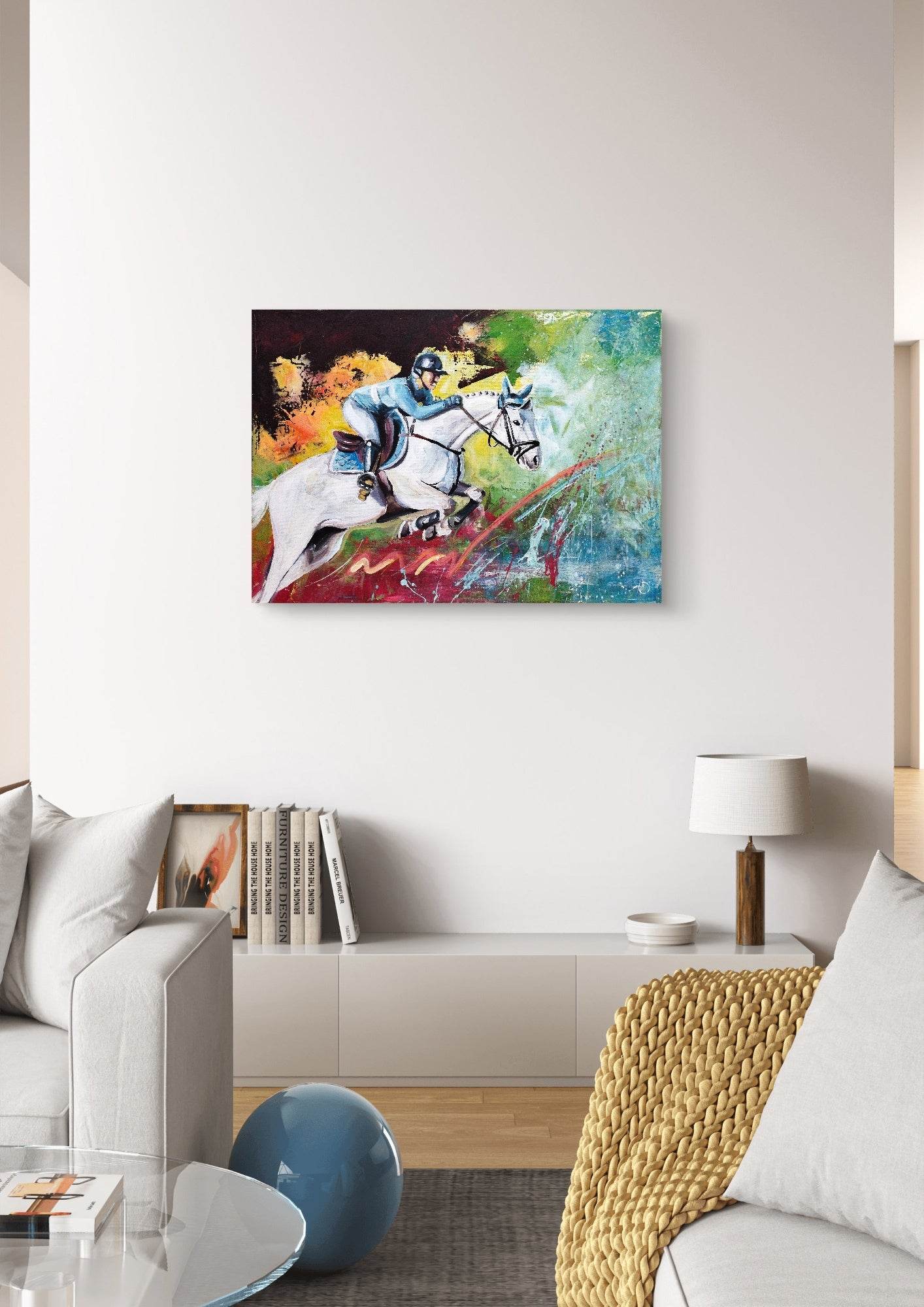 Heinz Acrylbild Wandbild Pferderennen Acryl auf Leinwand (50 x 70 cm)