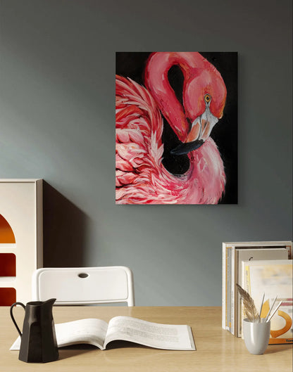 Gemälde Flamingo Silhouette – handgemaltes Original Acrylbild (40 x 50 cm)