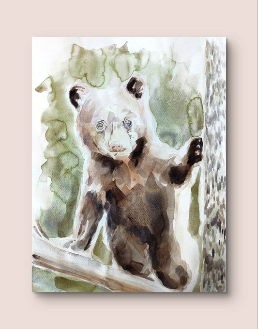 Ours « Nature sauvage et silencieuse » – Aquarelle 30×40 cm, Original