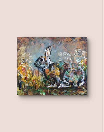 Heinz Acrylbild Wandbild süßer Kaninchen Acryl auf Leinwand (50 x 60 cm)