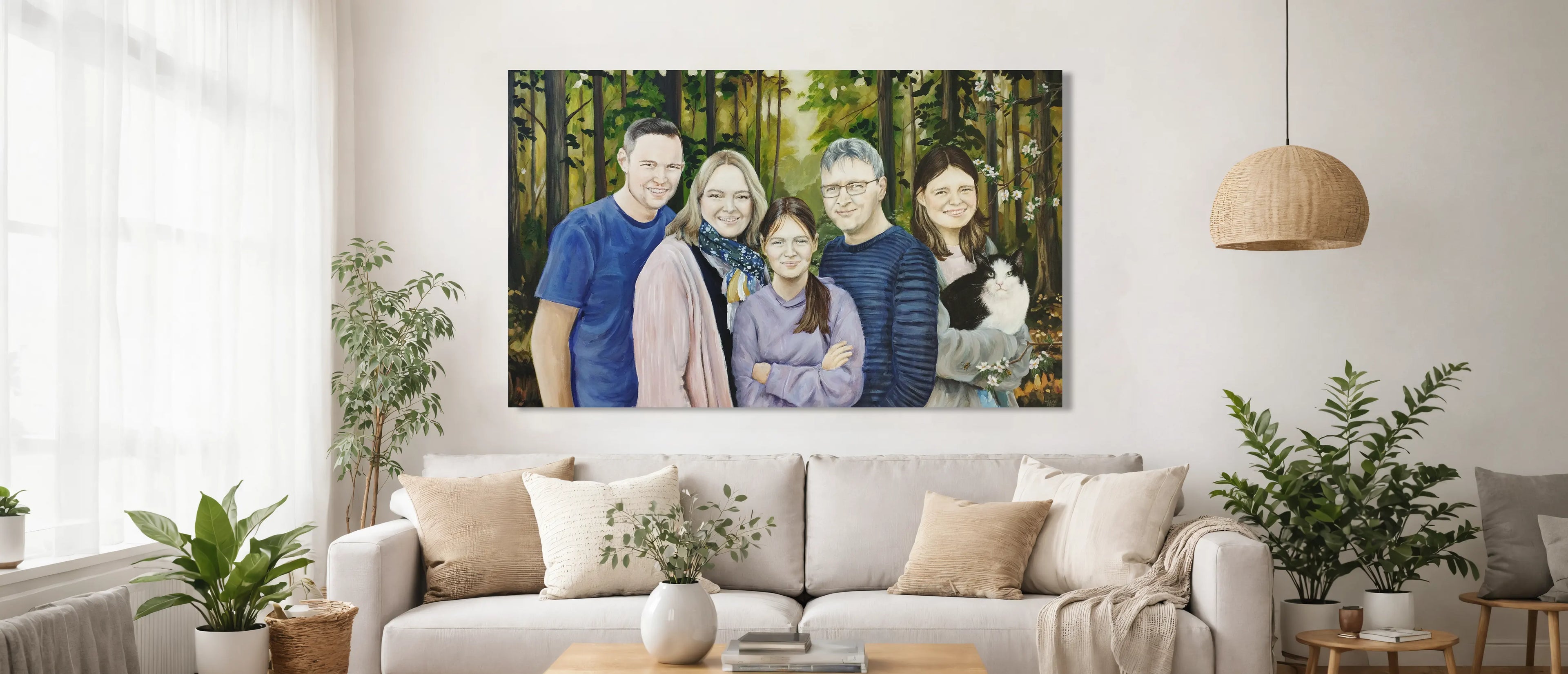 Auftragsgemälde handgemalt – Familienporträt in Acryl auf Leinwand, Heinz Atelier Leipzig