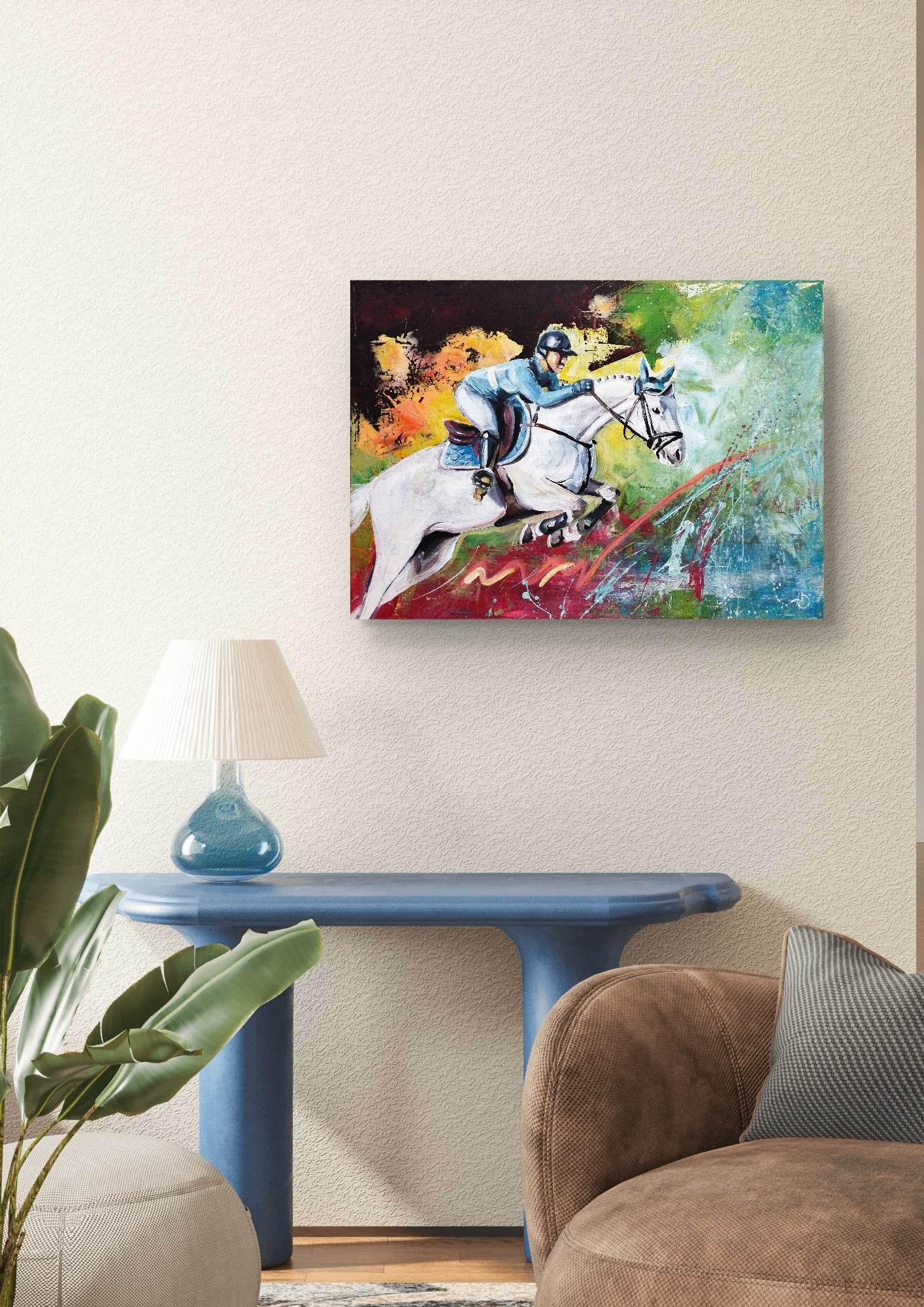 Heinz Acrylbild Wandbild Pferderennen Acryl auf Leinwand (50 x 70 cm)