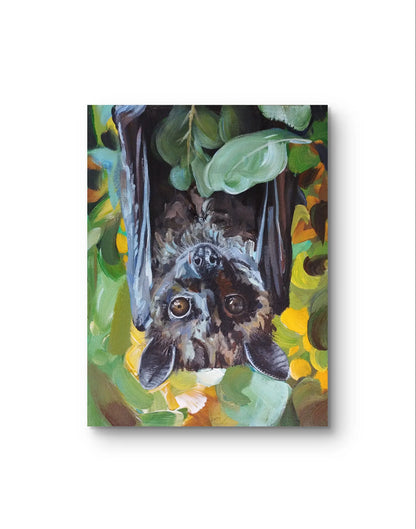 Bat painting – hand-painted original acrylic painting (30 x 40 cm)