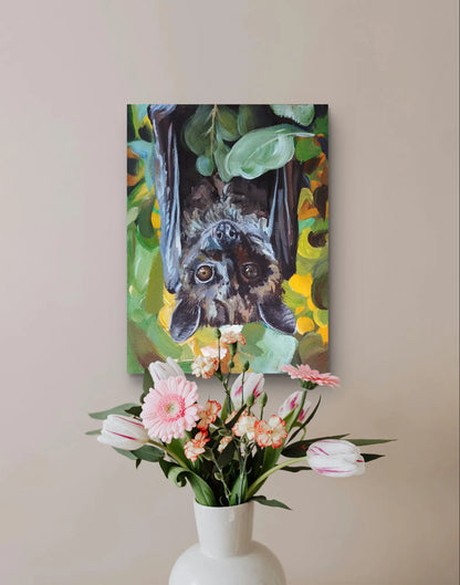 Bat painting – hand-painted original acrylic painting (30 x 40 cm)
