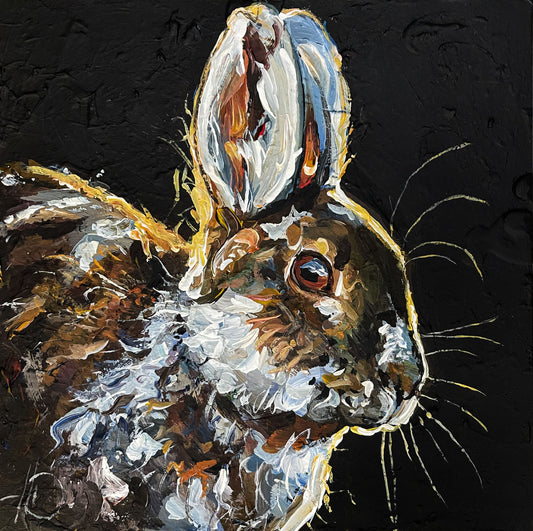 Hase auf Schwarz