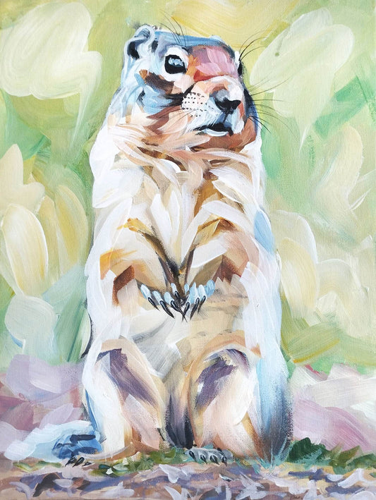 Gemälde Waldmurmeltier – handgemaltes Original Acrylbild (30 x 40 cm) - H1Z Art