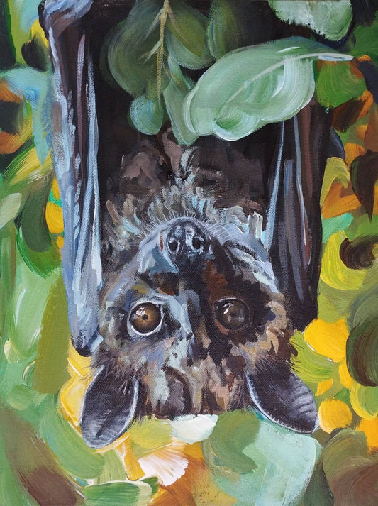 Gemälde Fledermaus – handgemaltes Original Acrylbild (30 x 40 cm) - H1Z Art