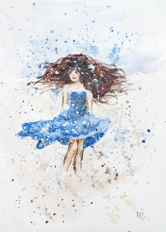 Postkarte „Tanzkind“ – Handgemalt