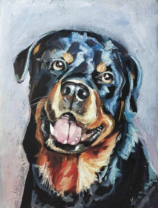 Gemälde Rotweiler – handgemaltes Original Acrylbild (30 x 40 cm)