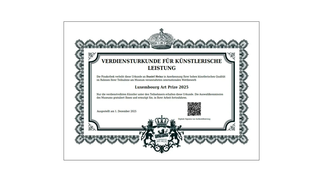 Luxembourg Art Prize 2025, Urkunde