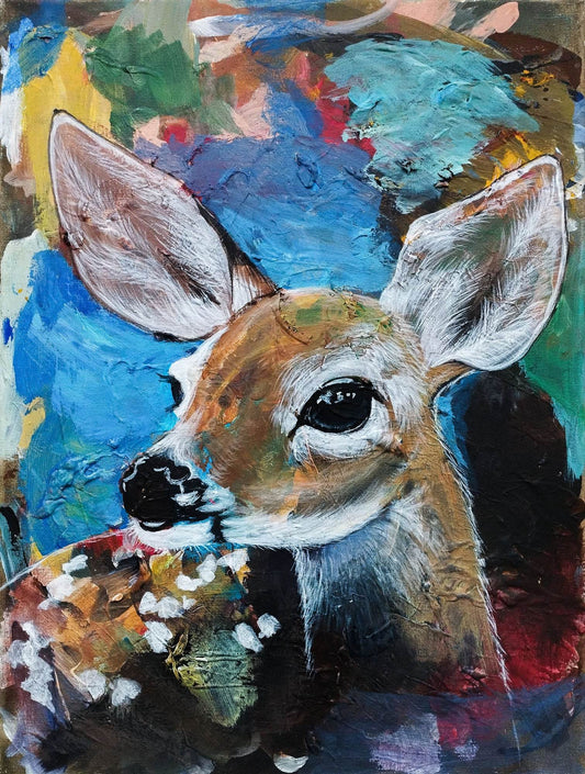 Gemälde Reh – handgemaltes Original Acrylbild (30 x 40 cm)